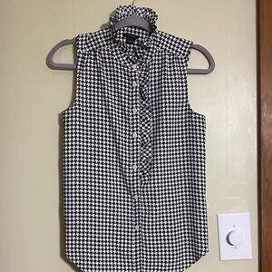 Ann Taylor Black and White Houndstooth Blouse